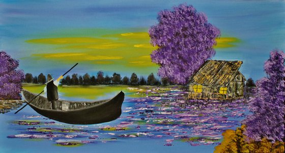 Fisherman on the lake,christmas sale was 495 USD now 395 USD.