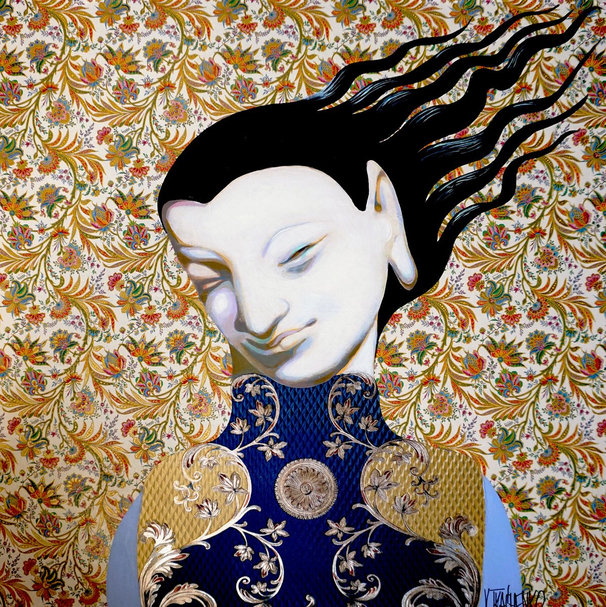 Portrait Painting By Victor Tkachenko, 24 X 24", Comet Guy, Original Artwork