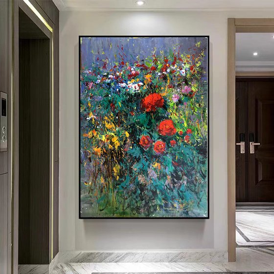 Impressionism oil painting:flowers in the garden t159