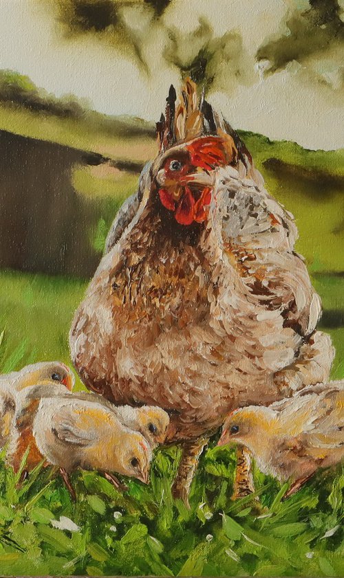 Mother Hen and Baby Chicks by Natalia Shaykina