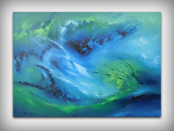 Cool night -  70x50 cm, Original abstract painting, oil on canvas