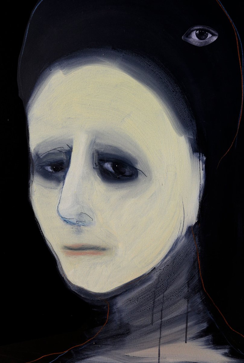 Expressive Portrait Oil Painting By Francesca Candito, 16 X 24, Occhio Non Vede, Original Artwork