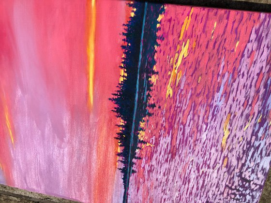 Calm. Pink sunset