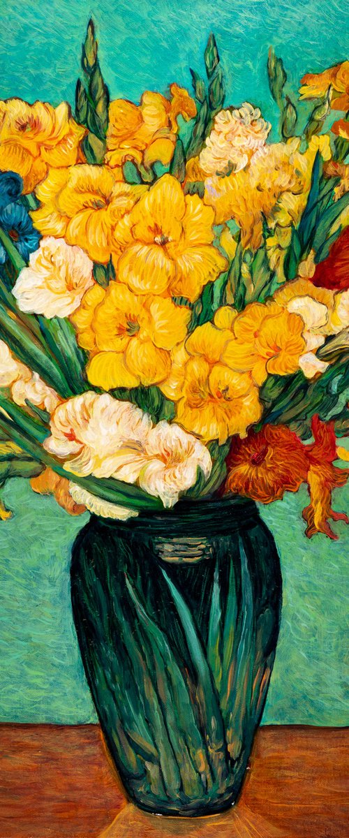 Gladioli in a Green Vase by Suren Ter-Avakian
