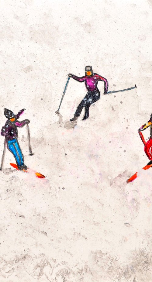 Winter Skiing landscape miniature figures by Manjiri Kanvinde