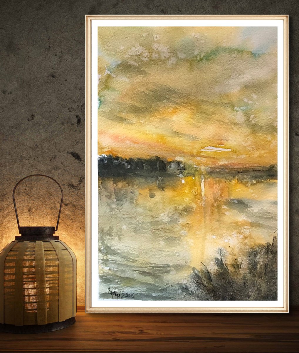 Impressionistic Landscape Watercolour By Snezana Djordjevic, 10 X 14", The Warmth, Original Artwork