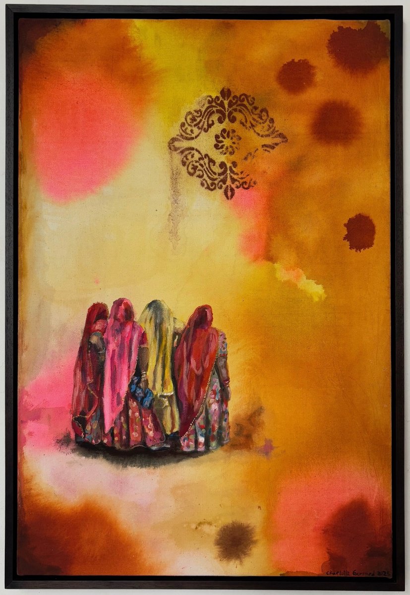 Expressive Portrait Painting By Charlotte Gerrard, 22 X 31, Ladies Day, Original Artwork