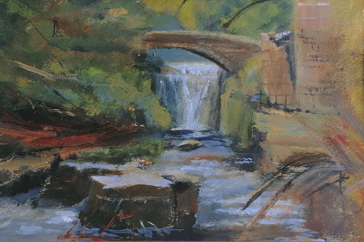 Impressionistic Landscape Acrylic Painting By Alan Harris, 12 X 8, Jesmond Dene, Newcastle Park, Original Artwork