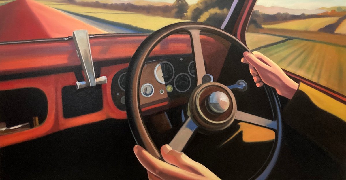 Illustrative Oil Painting , The Open Road By Neale Thomas, 39 X 21, Artwork For Sale On Artfinder
