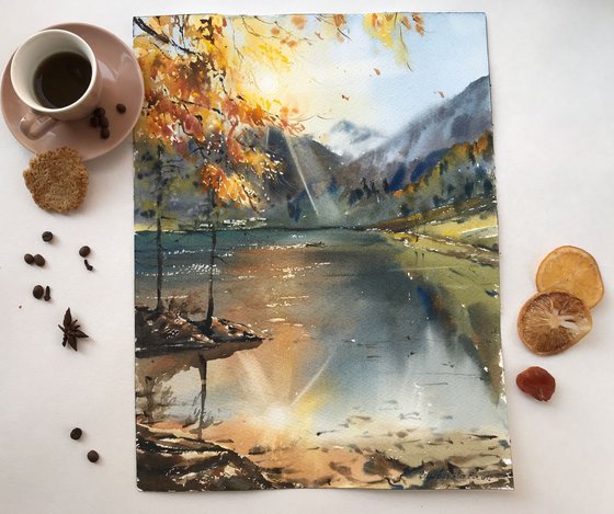 Autumn lake in the mountains