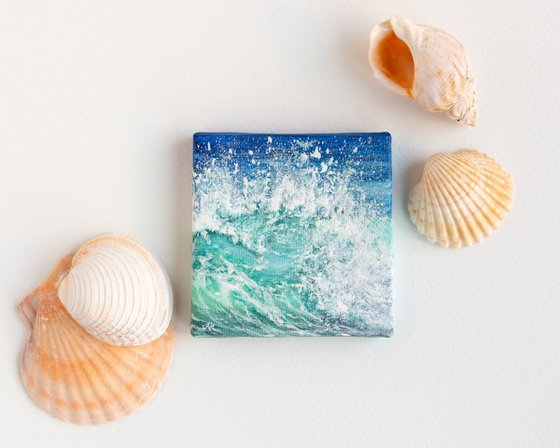 Miniature blue ocean waves