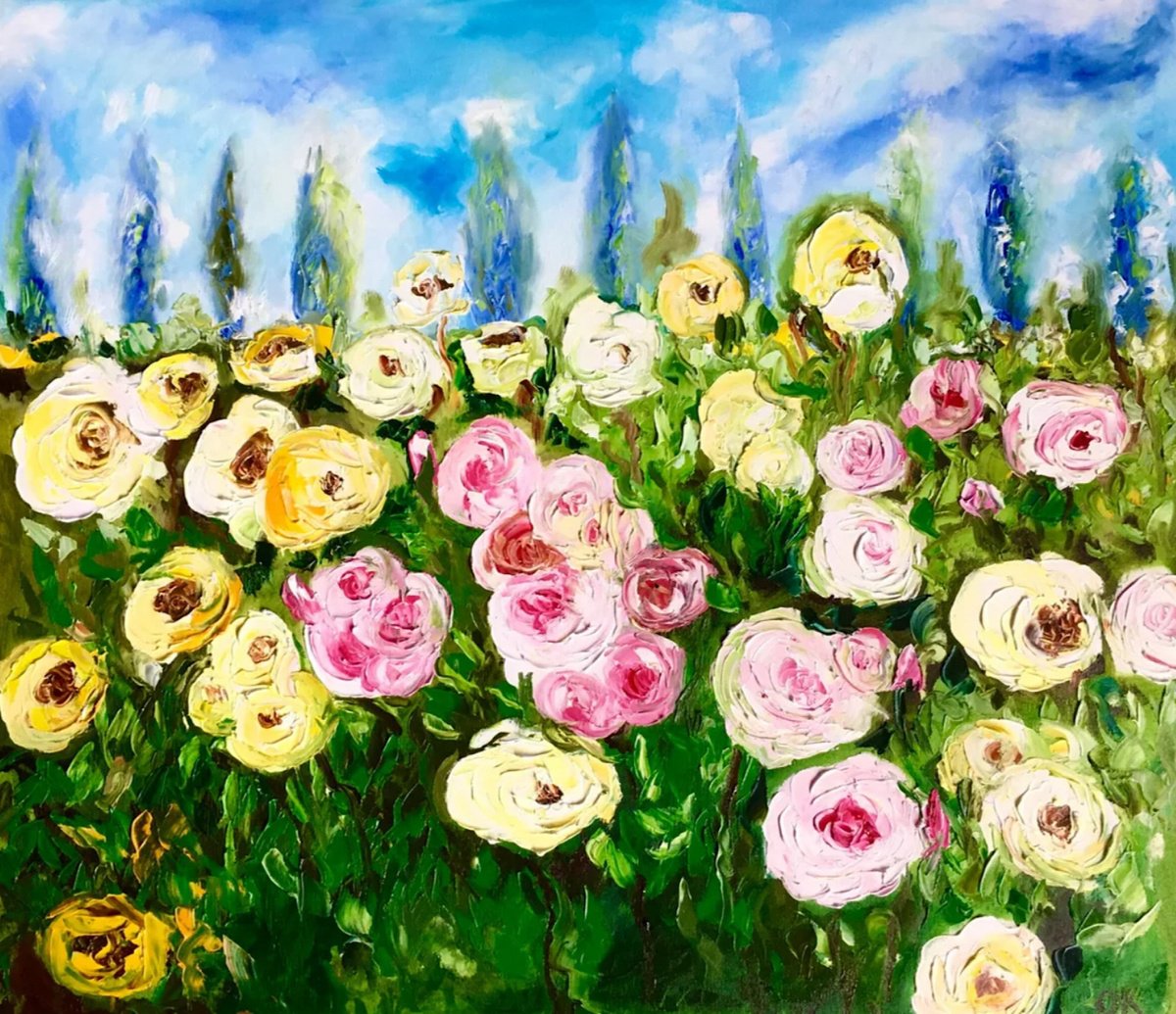 Rose Garden By Olga Koval, 32 X 28, Artwork For Sale On Artfinder