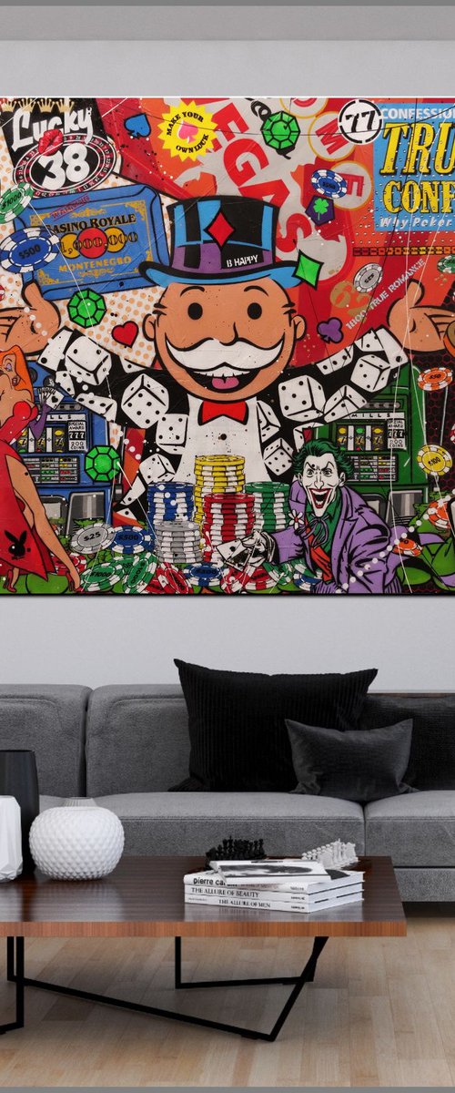 The Monopoly Gambler 250cm x 150cm Monopoly Man Urban Pop Art by Franko