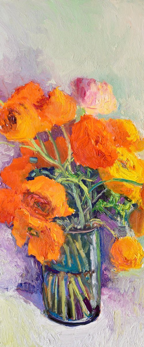 Orange Ranunculus Flowers by Suren Nersisyan