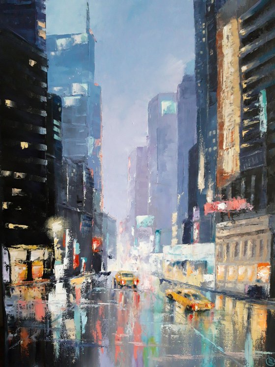 Wall Decore Hand Made Oil Painting Cityscape City Streets Morning in the City