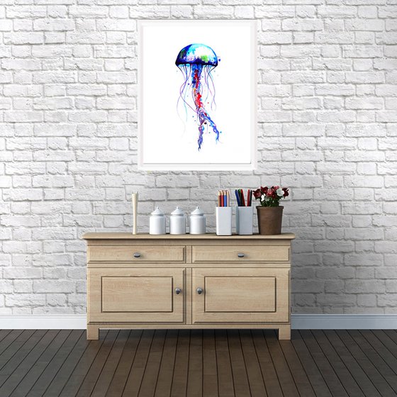 Jellyfish, watercolor