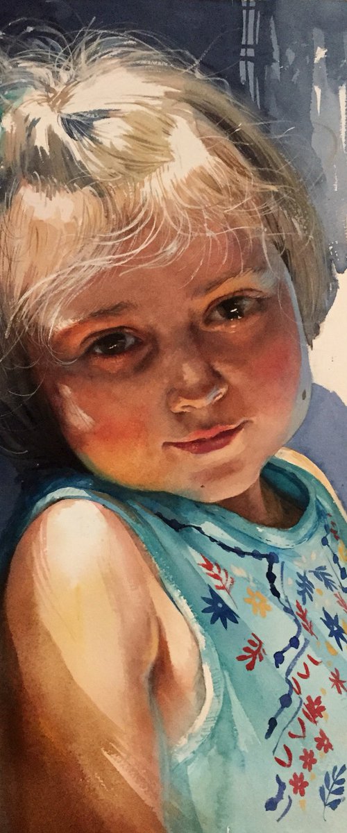 Watercolor portrait of Miya by Samira Yanushkova