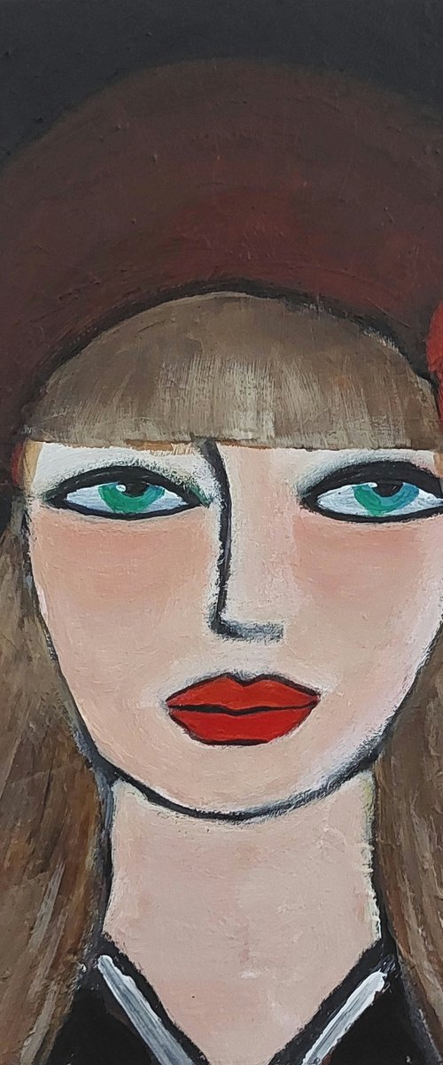 Girl with beret by Nelly van Nieuwenhuijzen