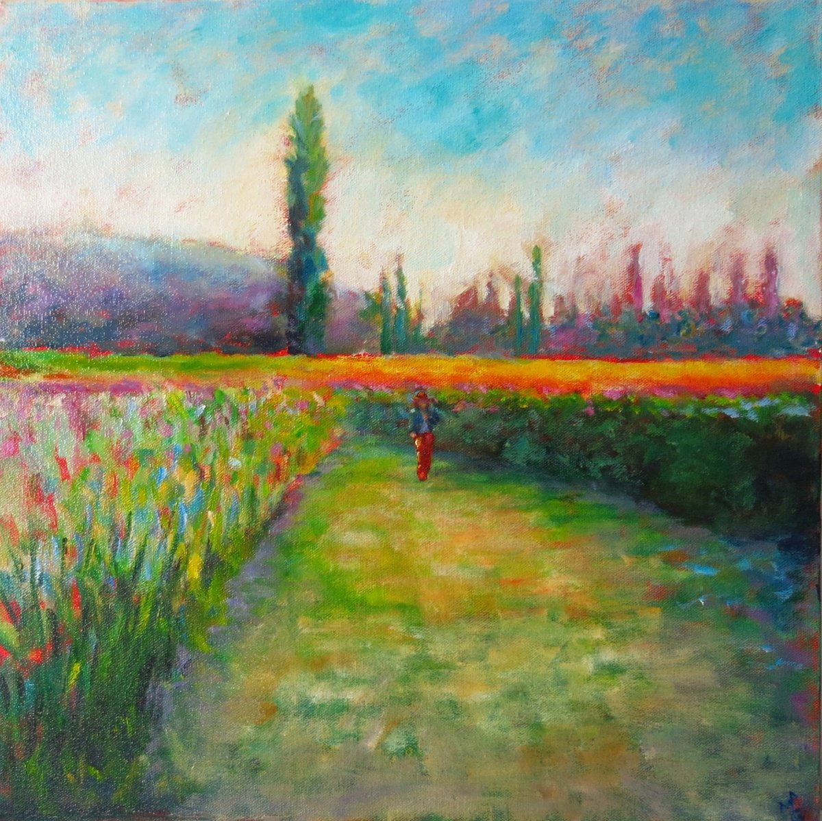 Impressionistic Landscape Oil Painting By Maureen Greenwood, 16 X 16", Solitude, Original Artwork
