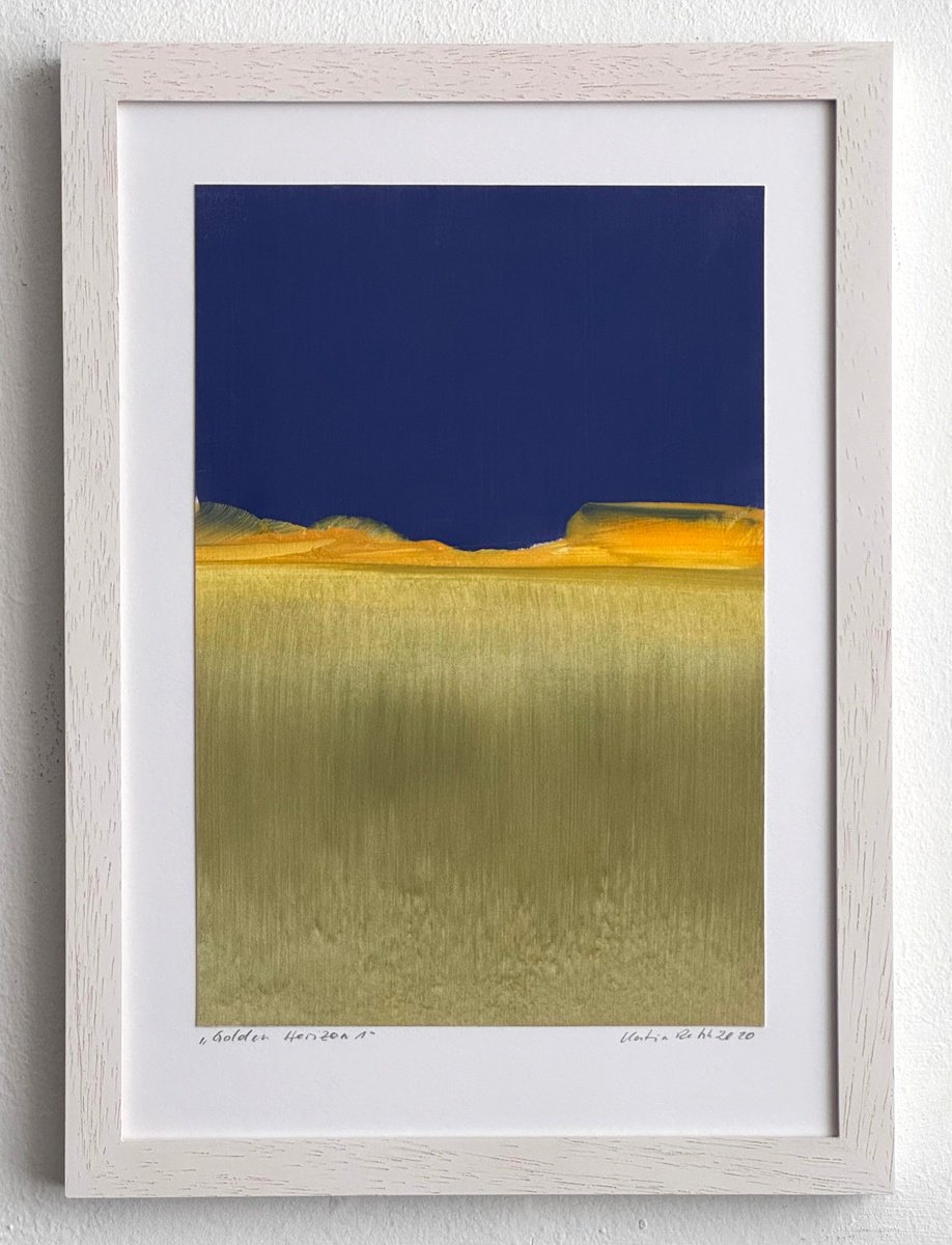 Organic Landscape Oil Painting By Katrin Roth, 8 X 12", Golden Horizon 1, Original Artwork