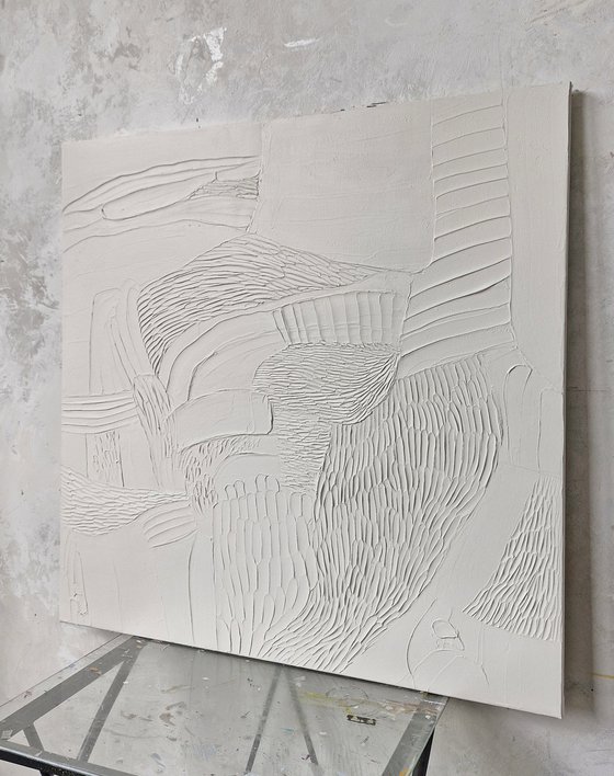 "Nulla 3" Abstract white high textured art