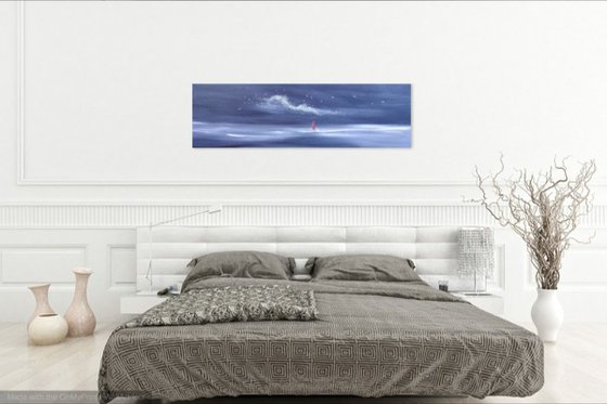 Moonlight Murmuration - Seascape, Murmuration, Panoramic, XL, Modern Art Office Decor Home