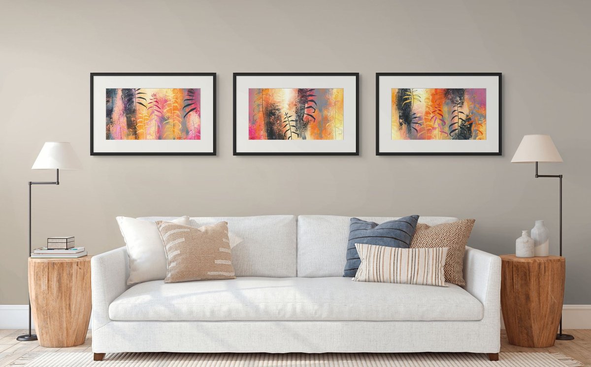 Go With The Flow - Triptych By Rebecca Vincent, 70 X 13, Artwork For Sale On Artfinder