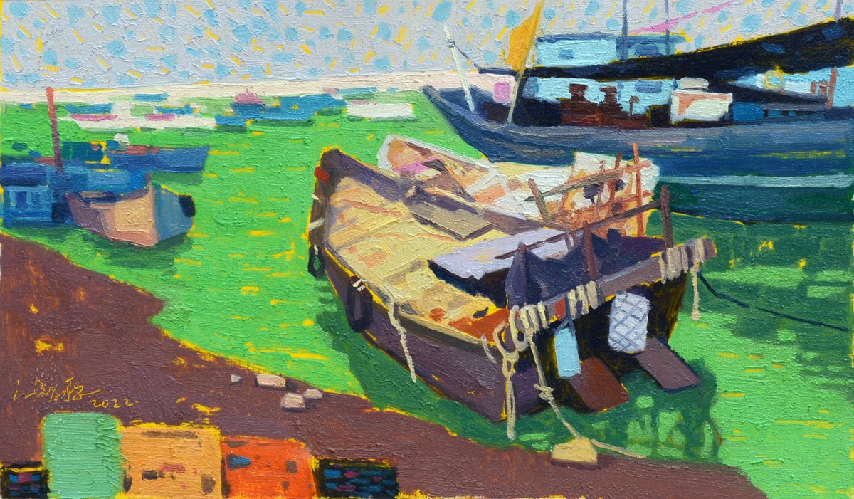 Photorealistic Oil Painting , Port By Jianzhe Chon, 14 X 8, Artwork For Sale On Artfinder