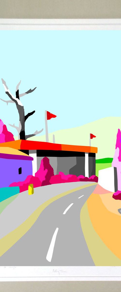 The pavilion (El pabellón)  (pop art, landscape) by Alejos