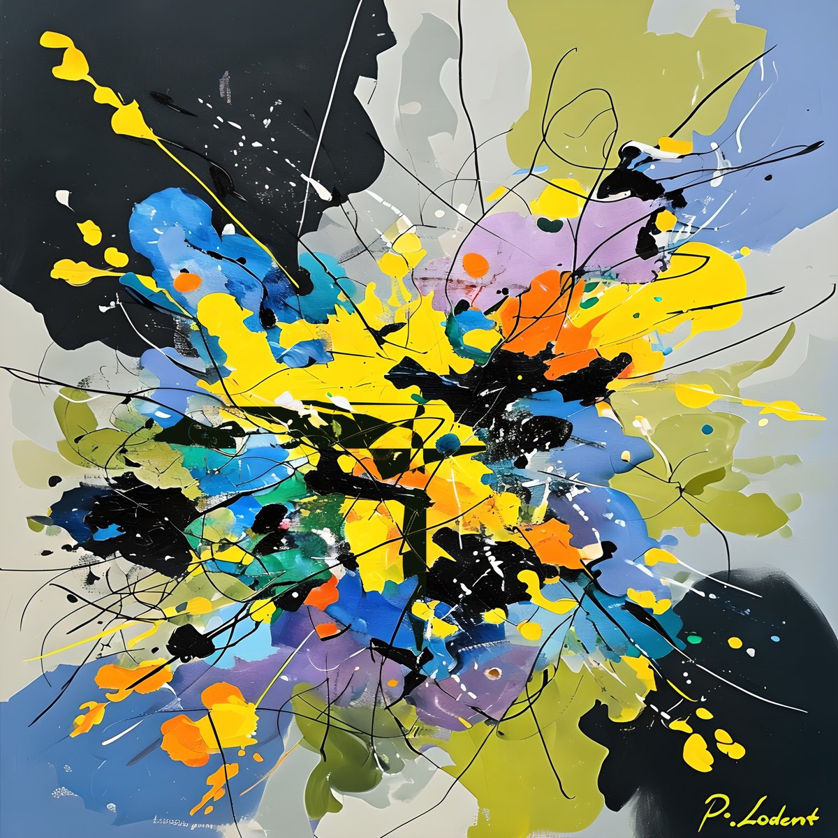 Abstract Giclee Print By Pol Henry Ledent, 31 X 31", Brainstorming, Original Artwork