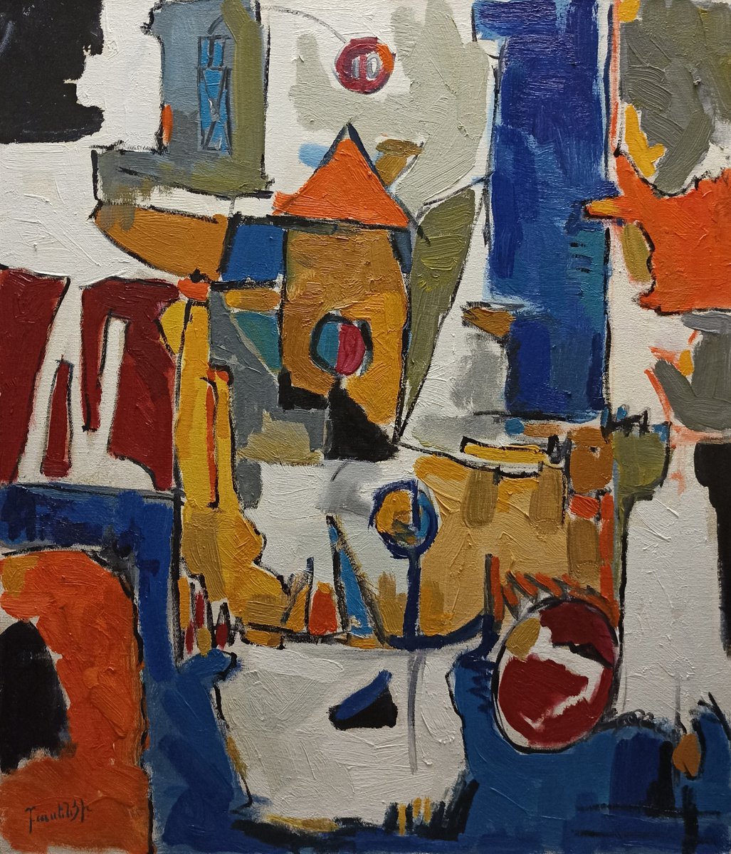 Abstract Portrait Oil Painting By Artyom Basenci, 24 X 28, Abstract-Childhood (70X60Cm, Oil Painting, Ready To Hang), Artfinder