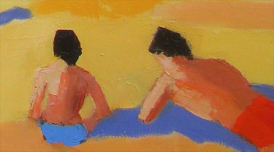 Bathers in Mediterranean cove