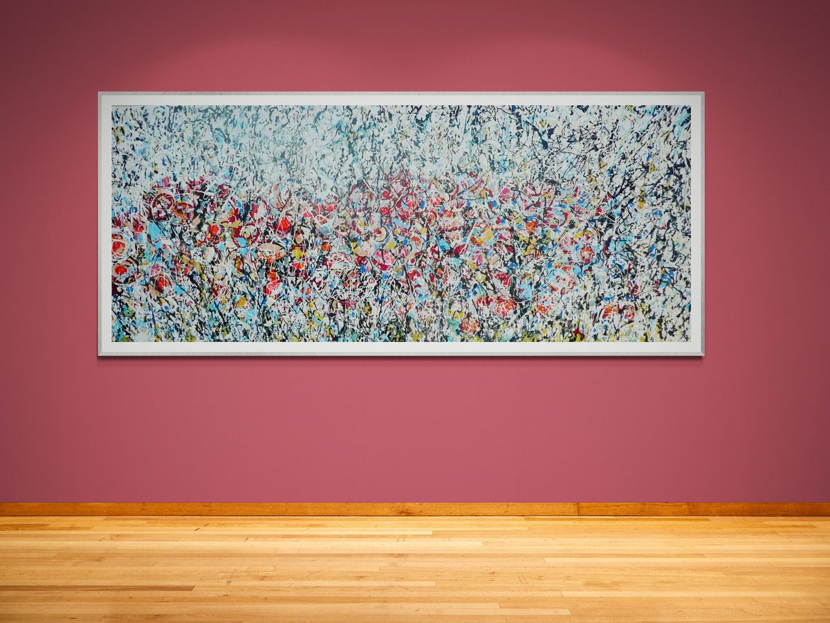 Wild Poppy Meadow By Lesley Blackburn, 48 X 20, Artwork For Sale On Artfinder
