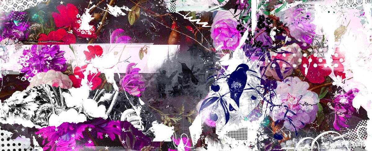 Botanical Painting By Teis Albers, 47 X 20", Abloom, Original Artwork