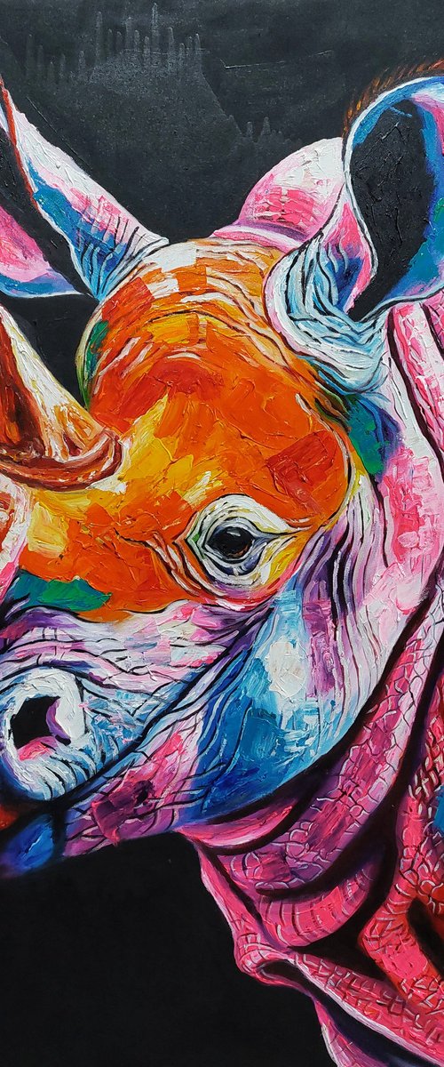 Neon Rhino by Gregory George Kalinga