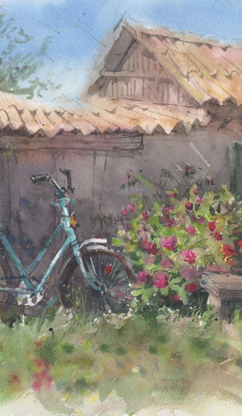 BIKE IN THE YARD by Samira Yanushkova