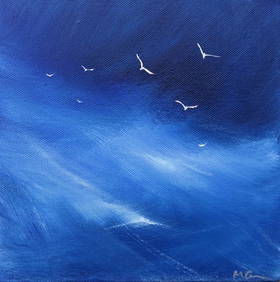 Free as a Bird 3 - seascape, blue, small, gorgeous