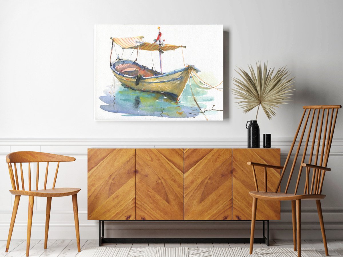 Sailboat painting by Samira Yanushkova