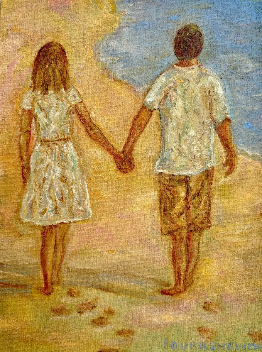 Impressionistic Portrait Oil Painting By Katia Ricci, 7 X 9", Family Life, Original Artwork