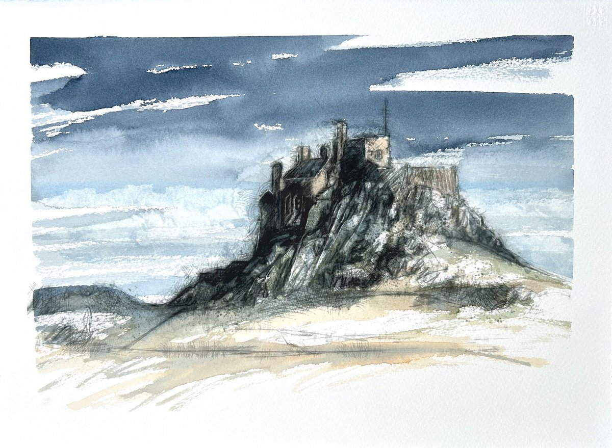 Impressionistic Landscape Watercolour By Sean Briggs, 15 X 11", Lindisfarne | Holy Island, Original Artwork