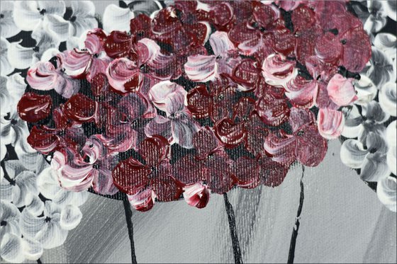 Hydrangea II - Abstract acrylic painting, Abstract Flowers