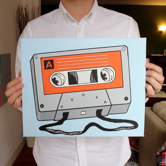 Cassette Tape Retro Pop Art Painting On Canvas