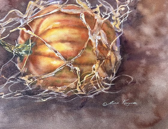 Pumpkin and hay
