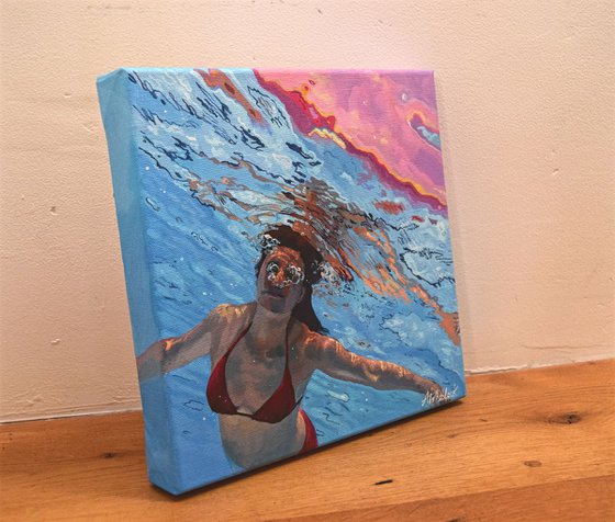 Underneath XXXVI - Miniature swimming painting