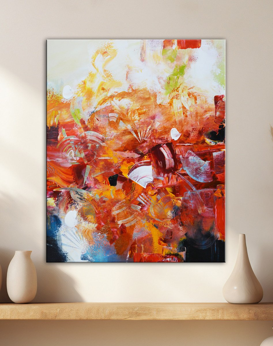 Abstract Acrylic Painting By Andrada Anghel, 24 X 30, Sentenced To Happiness, Original Artwork