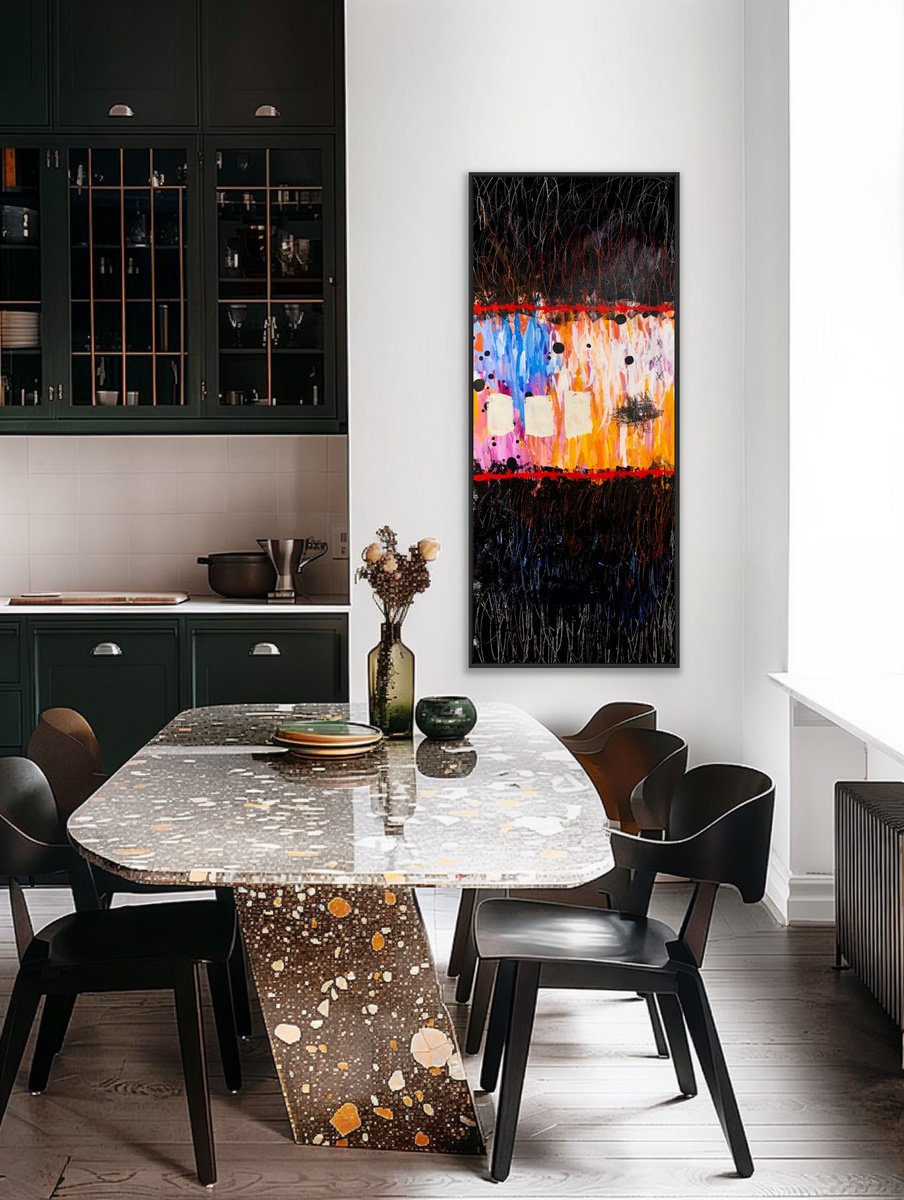 Expressive Abstract Acrylic Painting By Chantal Proulx, 24 X 58, We Are All Human Beings, Original Artwork