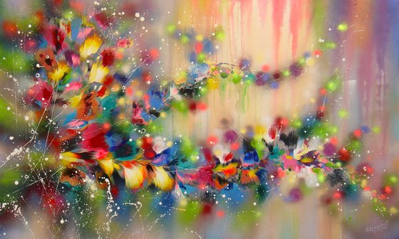 "Melody of the Sunset" VERY LARGE Floral Painting