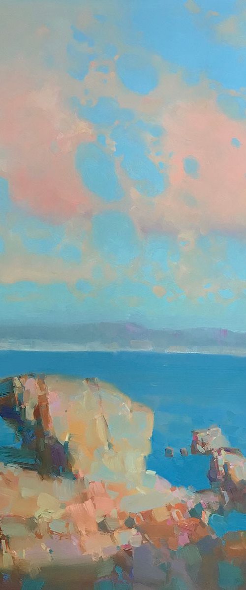 Malibu Cliffs, Original oil painting, Handmade artwork, One of a kind by Vahe Yeremyan