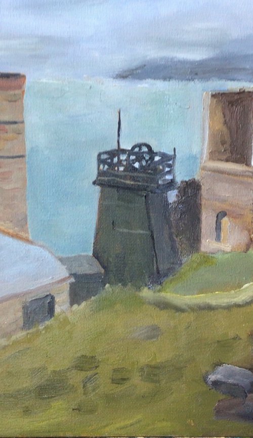 Levant mine buildings, Cornwall. An oil painting. by Julian Lovegrove Art