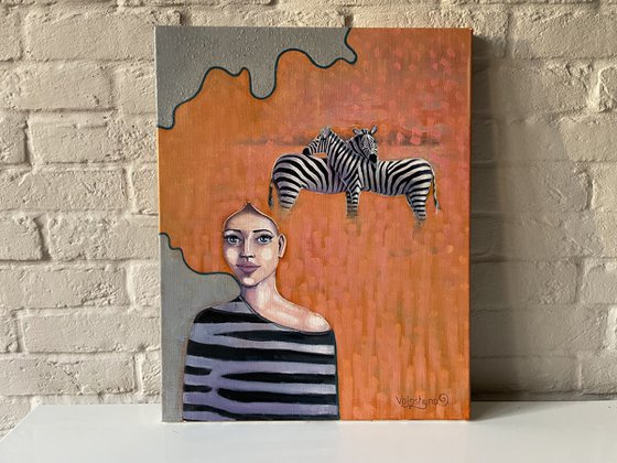 Pictute "Thoughts about zebras". Original oil painting